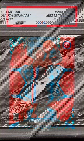 2021 Mosaic Cade Cunningham RC #203 / RED MOSAIC / PSA 10 / Detroit Pistons