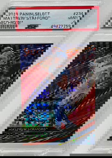 2019 Panini Select Matthew Stafford Red Prizm /49 PSA 9 MINT SP (Canada) 