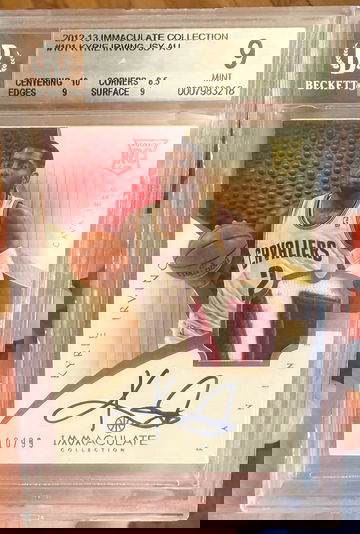 2012 Immaculate Collection Kyrie Irving Rookie Patch Auto RPA /99 BGS 9 Auto 10
