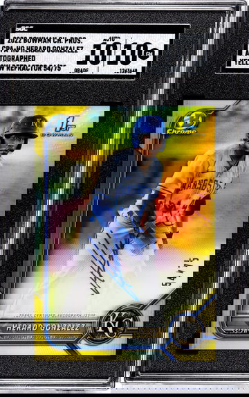 2022 Bowman Chrome Herard Gonzalez CPA-HG 1st Auto Yellow Refractor numbered 54/75