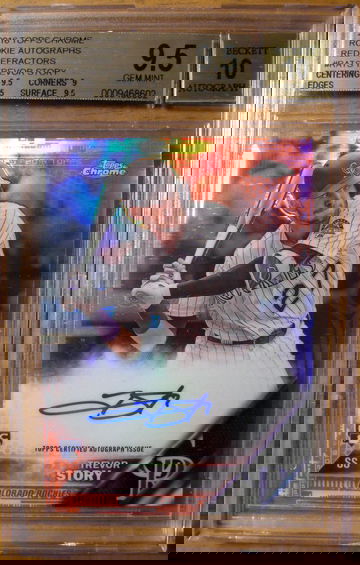 Trevor Story 2016 Topps Chrome Red Refractor /5 BGS 9.5 Auto 10