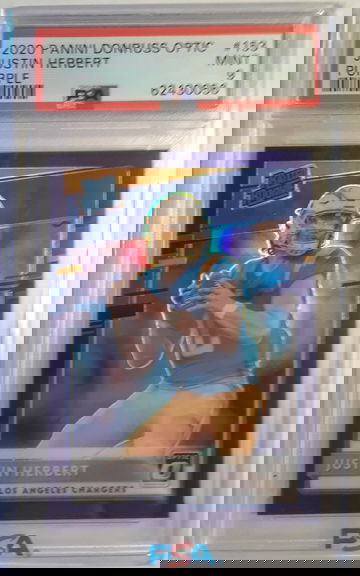 Justin Herbert 2020 Donruss Optic Purple! 44/50 Prizm Rated Rookie PSA 9 Mint #153.