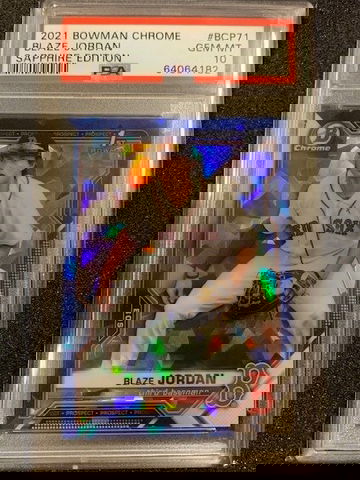 2021 Bowman Chrome Blaze Jordan Sapphire PSA 10