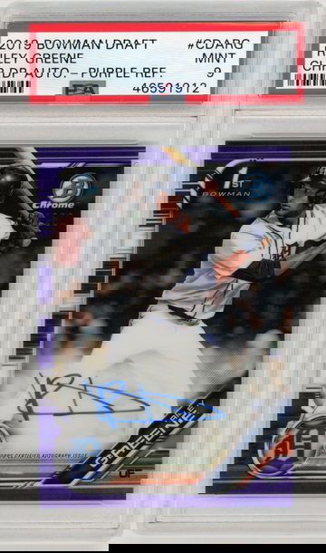 2019 Bowman Chrome Draft Riley Greene Purple Refractor Auto /250 #CDARG PSA 9