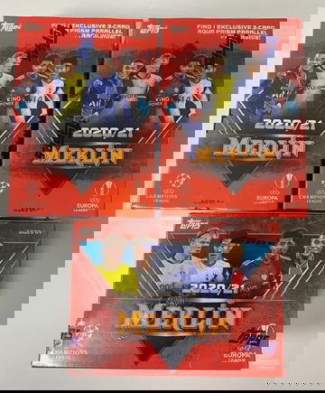  Topps 2021 UEFA Champions League Merlin Soccer Blaster lot of 3