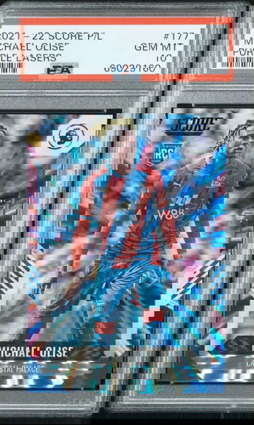 2021 PANINI SCORE PREMIER LEAGUE MICHAEL OLISE #/15 PURPLE LASERS #177 RC PSA 10