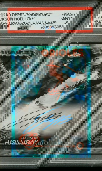 2024 Topps Chrome Aqua Blue Jackson Holliday #RAJH RC Auto /199 PSA 9