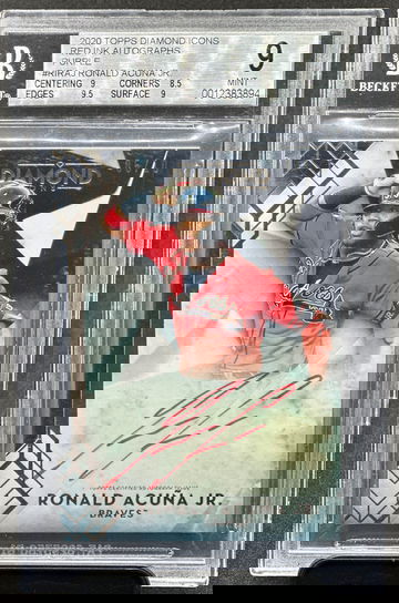 2020 TOPPS DIAMOND ICONS RED INK AUTOGRAPHS PURPLE #RIRAJ RONALD ACUNA JR /10 BGS 9