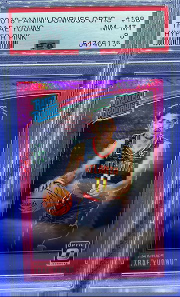 2018-19 PANINI DONRUSS OPTIC HYPER PINK TRAE YOUNG ATLANTA HAWKS RC PSA 8 NM-MT