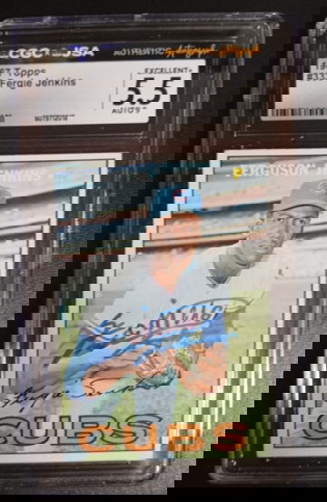 1967 Topps #333 Fergie Jenkins CGC 5.5 JSA Auto 9 