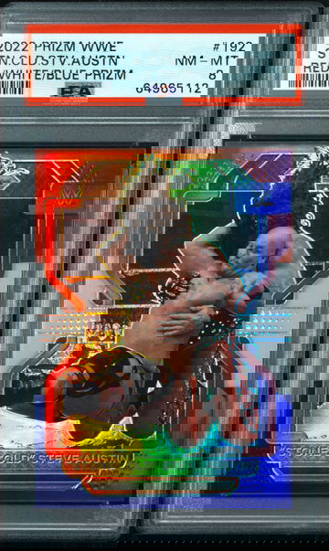 💎 2022 Panini Prizm WWE Red White Blue Stone Cold Steve Austin PSA SSP Rare 👻