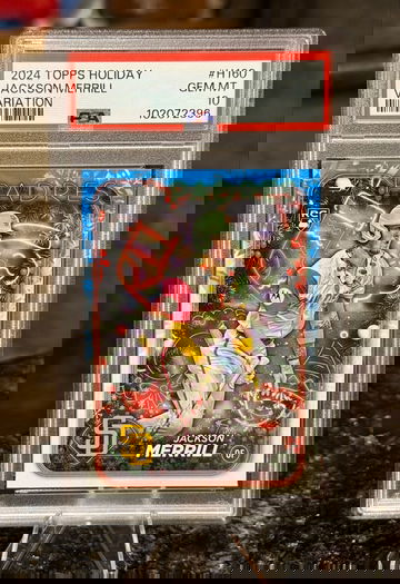 2024 Topps Holiday JACKSON MERRILL RC IMAGE VARIATION SP PSA 10 GEM MINT PADRES