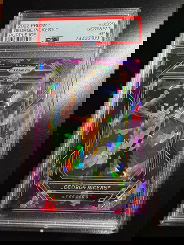 2022 Panini Prizm George Pickens #329 Purple Ice RC Rookie /225 PSA 10