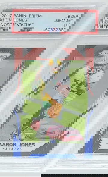 2017 Prizm Aaron Jones RWB SP RC #288 PSA 10 GEM MINT POP 15
