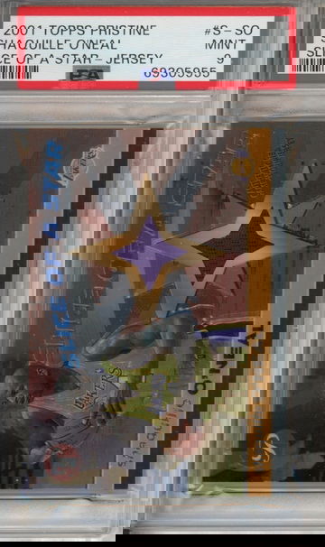 2001 Topps Pristine Slice of a Star Shaquille O'Neal PSA 9