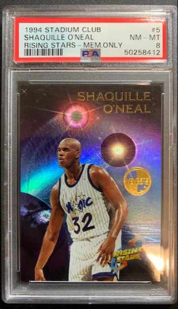 1994 Stadium Club Rising Stars Members Only Shaquille O'neal PSA 8