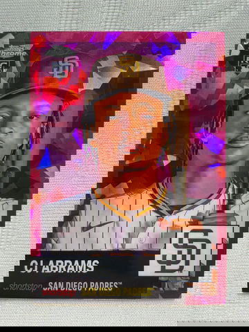 CJ Abrams RC #d /100 - 2022 Topps Chrome Platinum Anniversary Fuchsia Atomic rookie card - Padres Nationals