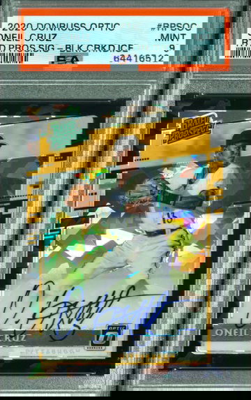 Oneil Cruz 2020 Panini Optic Rated Prospect Black Cracked Ice Auto 11/25 PSA 9 Mint