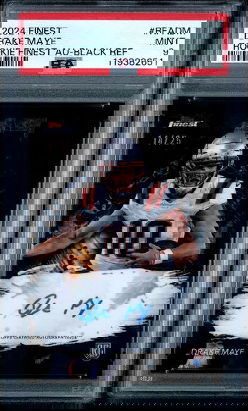 2024 Topps Finest DRAKE MAYE Black Geo Refractor Auto RC #d 14/25 PSA 9