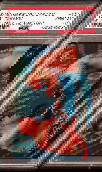 2018 UFC Topps Chrome Tai Tuivasa ROOKIE Blue Wave Refractor 17/75 PSA 10 Pop 5