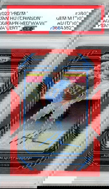 2022 PANINI PRIZM AIDAN HUTCHINSON #340 RED WAVE AUTO OF 149 RC PSA 10 AU 10