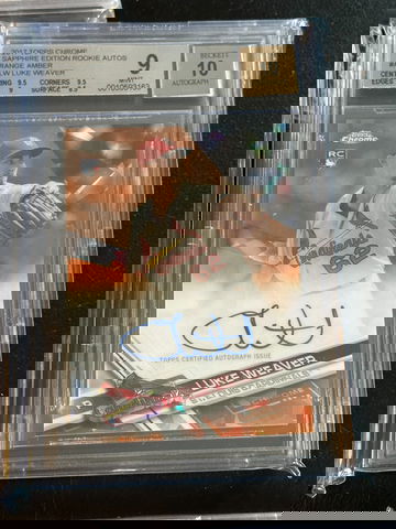 2017 Topps Chrome Sapphire Luke Weaver Orange Auto 13/25 BGS 9 MINT YANKEES