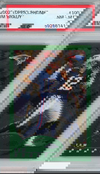 2002 TOPPS CHROME TOM BRADY #100 NEW ENGLAND PATRIOTS PSA 8 NM-MT