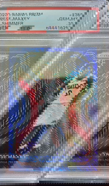 2020 Prizm Tyrese Maxey Blue Shimmer PSA 10