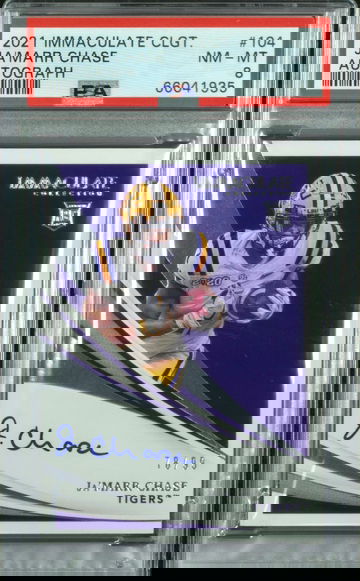 Ja’Marr Chase 2021 Panini Immaculate Collegiate Rookie Auto PSA 8 NM-MT BENGALS