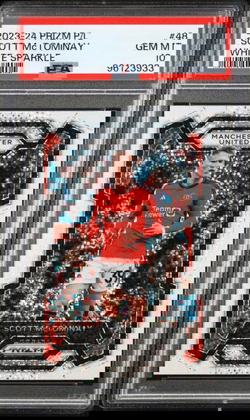 2023-24 PRIZM PREMIER LEAGUE SCOTT MCTOMINAY WHITE SPARKLE SSP #48 PSA 10