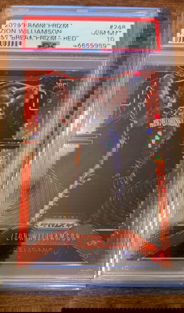Zion Williamson 2019 Prizm Fast Break Red RC /125 PSA 10