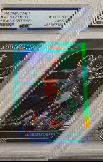 2019 NBA Hoops Premium #213 Lu Dort Green Rookie signed PSA Authentic Auto OKC Thunder RC