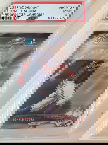 RONALD ACUNA 2017 BOWMAN CHROME PSA 9 ROOKIE