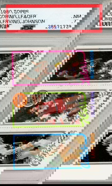 1980 TOPPS SCORING LEADER BIRD ERVING JOHNSON PSA 7 NM