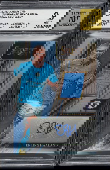 2022 Select English Premier League Memorabilia Erling Haaland PATCH AUTO BGS 9