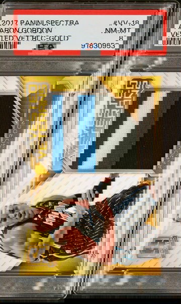 2017 Panini Spectra Aaron Gordon Gold Vested Veterans Relic /10 PSA 8 NM-MT Magic