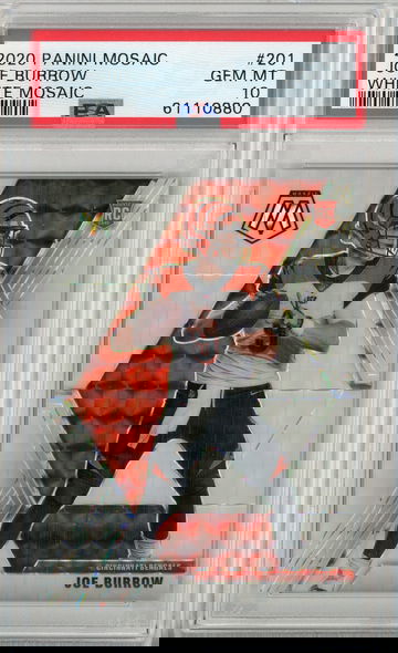 JOE BURROW PSA 10 2020 PANINI MOSAIC FOOTBALL #201 WHITE MOSIAC 14/25 - POP 6