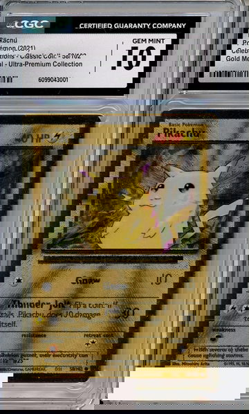 2021 POKEMON CELEBS CLSSIC COLL GOLD METAL UPC PIKACHU #58 CGC 10