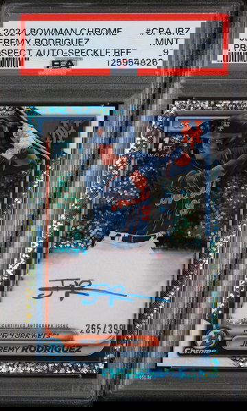 2024 Bowman Chrome Prospect Autographs Prospect Auto-Speckle Ref Jermy Rodriguez #CPAJRZ /299 PSA 9