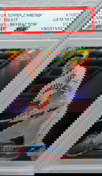 2018 TOPPS CHROME #100 MIKE TROUT BATTING - REFRACTOR PSA 10