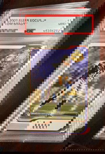 2002 Fleer Focus JE Tom Brady PSA 9