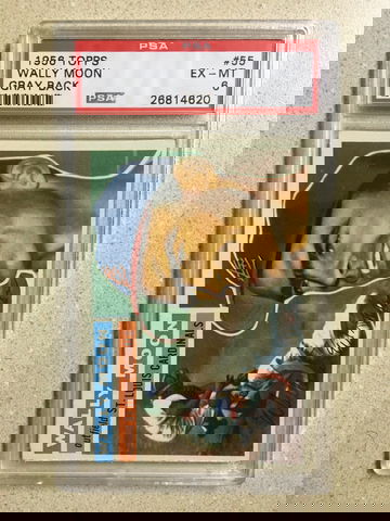 1956 Topps #55 Wally Moon PSA 6 EX-MT GRAY BACK CARDINALS