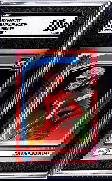 2024 Donruss #398 Xavier Worthy Optic Preview Pink Prizm SGC 10