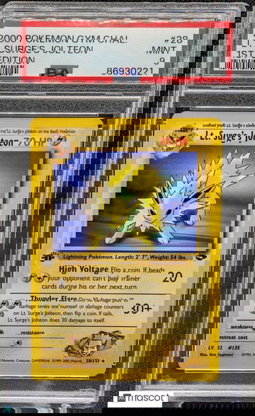 2000 Pokemon Gym Challenge Lt. Surge's Jolteon #28 1st Edition PSA 9