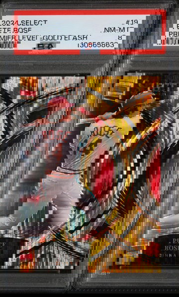 2024 Panini Select Premier Level Gold Flash Prizm Pete Rose #19 10/10 PSA 8