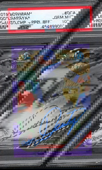 2019 Bowman Chrome Diego Cartaya Purple Auto PSA10