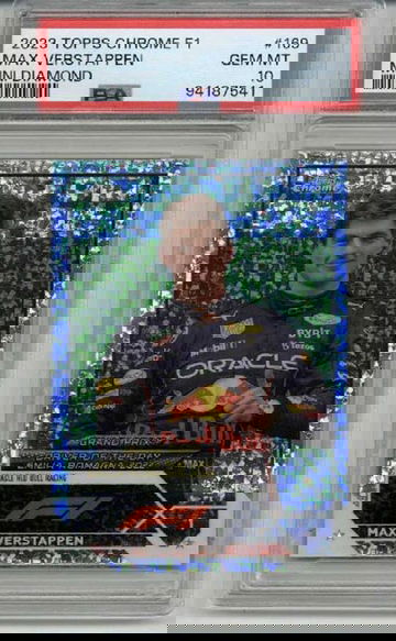 2023 TOPPS CHROME F1 MINI DIAMOND REFRACTOR #169 MAX VERSTAPPEN /299 PSA 10 RARE