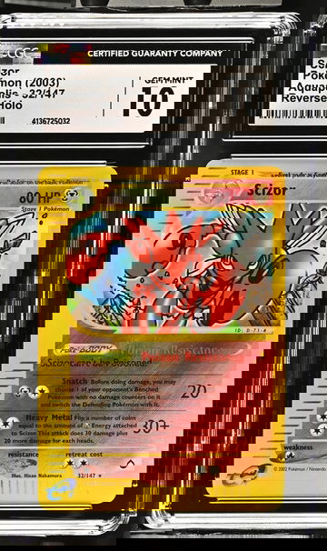 2003 Pokémon Aquapolis Reverse Holo Scizor #32/147 CGC 10