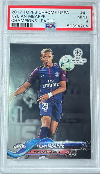 Kylian Mbappe 2017 Topps Chrome UEFA PSA 9