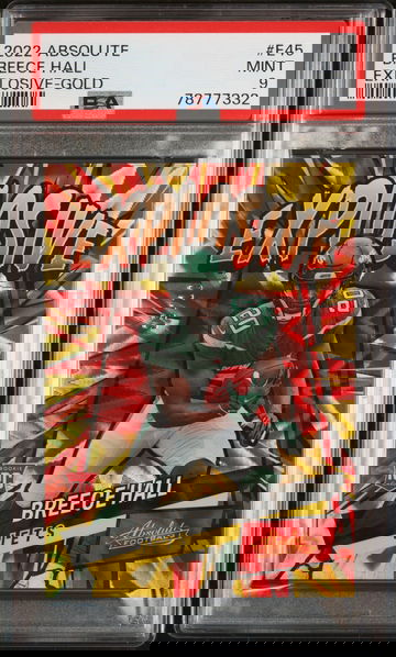 2022 Panini Absolute Explosive Gold Breece Hall #E45 /10 PSA 9